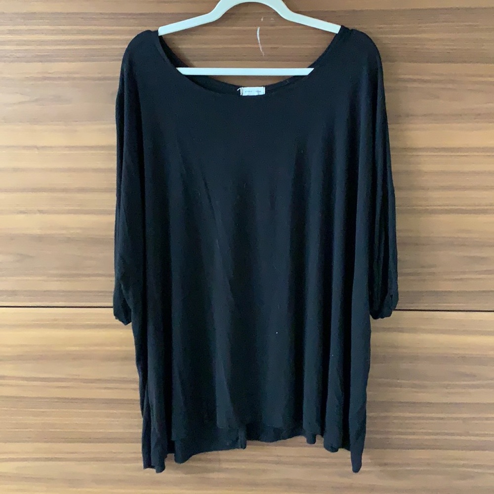 Silence+Noise Black 3/4 Sleeve Oversized Tunic Top